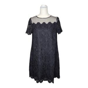 Asos Black Floral Crochet Overlay‎ Dress Size 6
